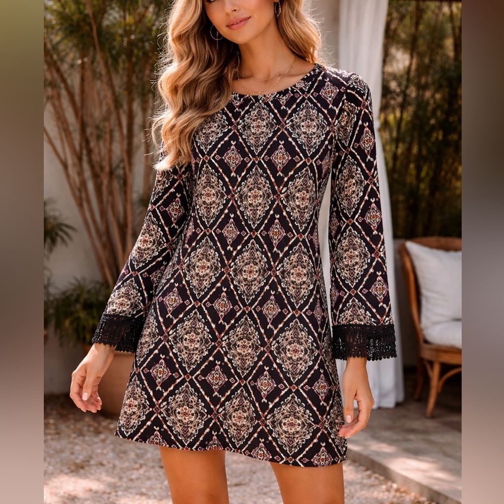 💖Xhilaration Boho Long Sleeve Dress
